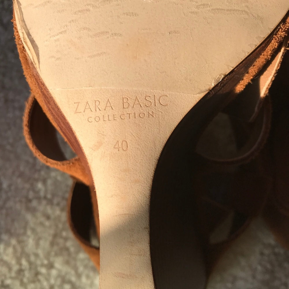 Zara Basic Brown Suede Wedge - Picture 2 of 6
